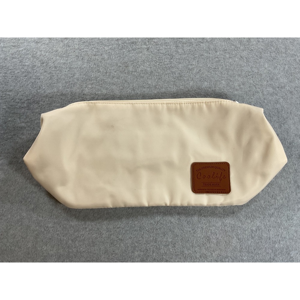 Coolife Cream Beige Nylon Travel Toiletry Bag Cosmetic Organizer Pouch